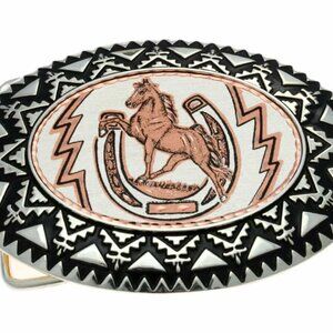 Horse & Horseshoe Western Belt Buckle by Copper Reflections NWT